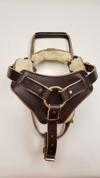 Brown hand made leather dog harness