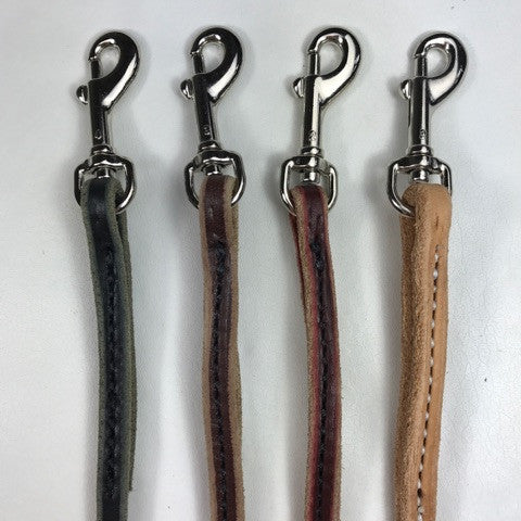 1/4" Leather lead in black, brown, burgundy, and tan.
