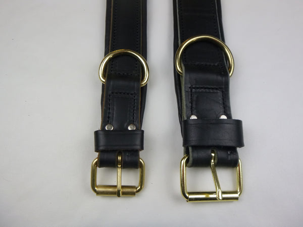 1.5" Padded Leather Collar (on left) and 2" Padded Leather Collar (on right)