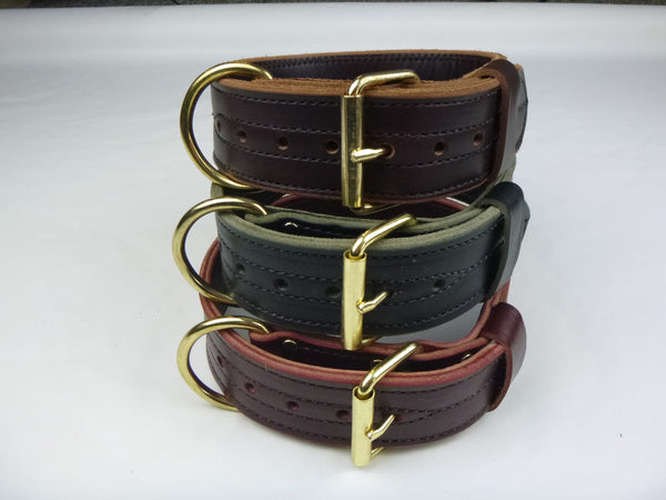 2" Double Layer Collar in Brown, Black and Burgundy