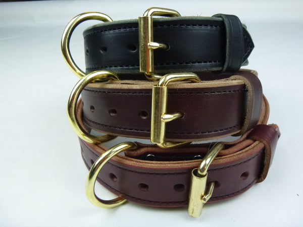 1.5" Double Layer collar in Black, Brown and Burgundy