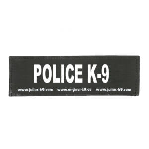 Julius-K9, Original Custom Patch with Hook and Loop Fastener, Large, 1 Piece, Black with Reflective White Letters